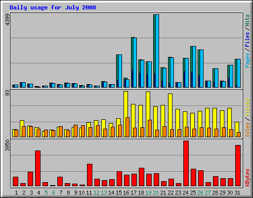 Daily usage for July 2008
