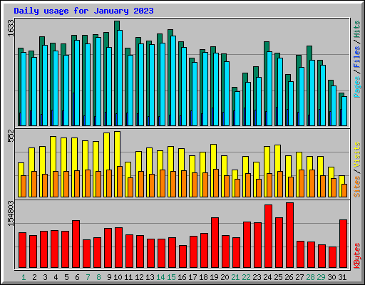 Daily usage for January 2023