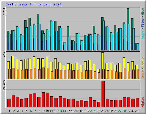 Daily usage for January 2024