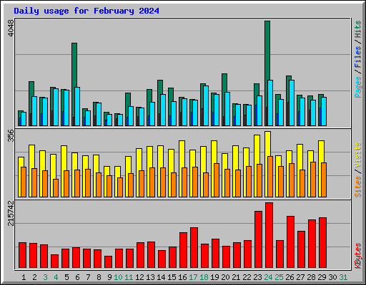 Daily usage for February 2024