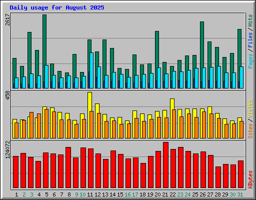 Daily usage for August 2025