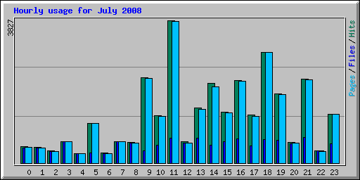 Hourly usage for July 2008