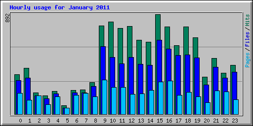 Hourly usage for January 2011